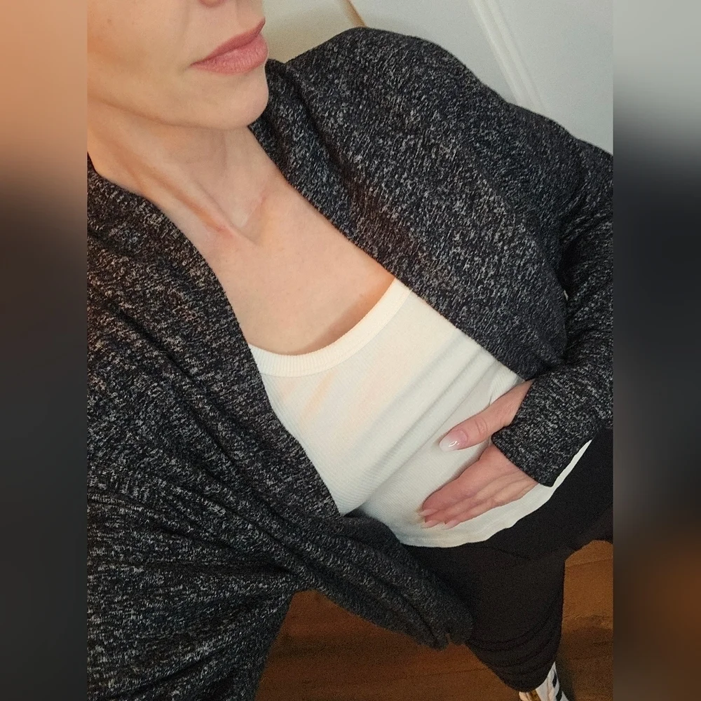 Athleta Heatheres Gray Open-Front Cardigan - Size Small